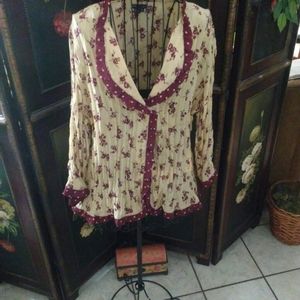 Tan & Purple Embroidered Top.